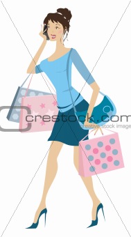 Shopping Lady Cartoon