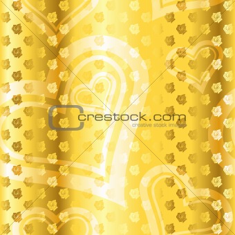 Gold seamless rose and heart pattern