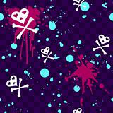 Clashing colors Emo seamless pattern with paint-splatters