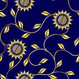 Seamless sunflower arabesque sari pattern