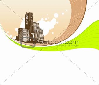 Illustration with buildings. Vector