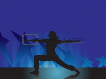 female silhouette doing yoga on star element theme
