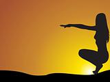 female silhouette meditating by yoga theme