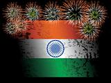 fireworks with indian flag isolated on black