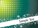 floral clip-art with sample text, green wallpaper