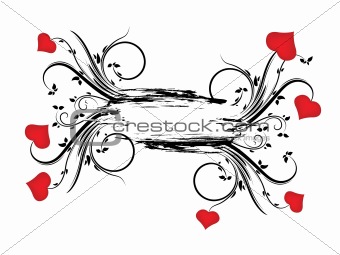 abstract illustration with floral, grunge and hearts