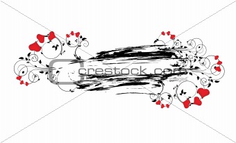abstract illustration with floral, grunge and hearts