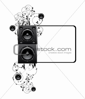 abstract illustration with floral, grunge and speaker