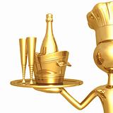 Golden Chef Serving Champagne