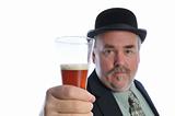 man in hat with a beer
