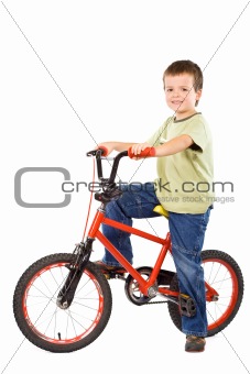 Happy boy and his beloved bike