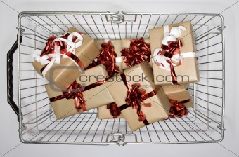 Basket with christmas gifts