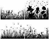 set of grass silhouettes