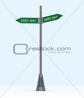 easy and hard way sign post