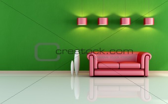 red and green living room