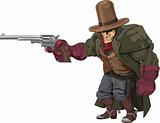 Cowboy gunman with pistol