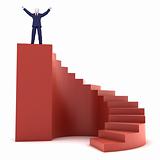 3d human on success stairs