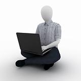 human working on laptop
