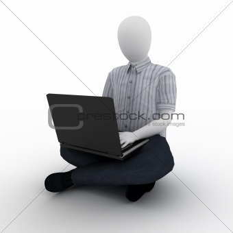 human working on laptop