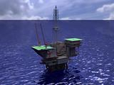 Oil rig on water rendering