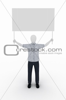 human holding a billboard