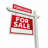 Forclosure For Sale Real Estate Sign Isolated on White.