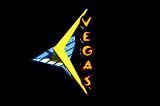 Neon sign with the word "Vegas" over black
