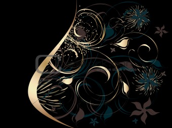 Black background with floral ornament