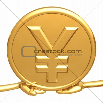 Holding Gold Yen Coin