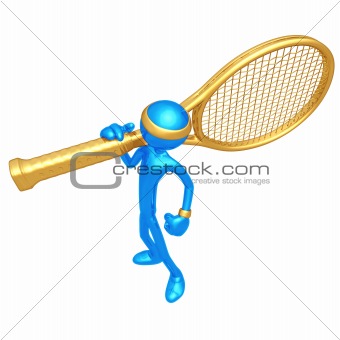 Tennis Player With Giant Racquet