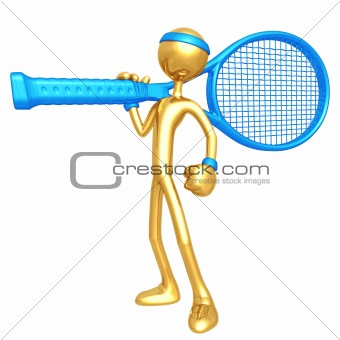 Tennis Player With Giant Racquet
