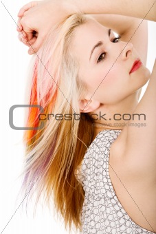 Girl with rainbow haircut