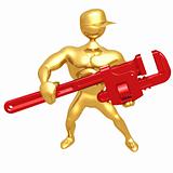 Plumber Holding Pipe Wrench