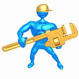 Plumber Holding Pipe Wrench