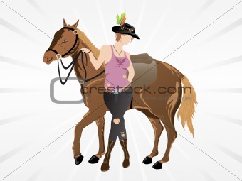 vector silhouette equestrian sport; banner