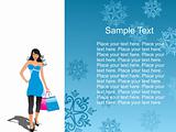 young shopping woman on white with nice place for text