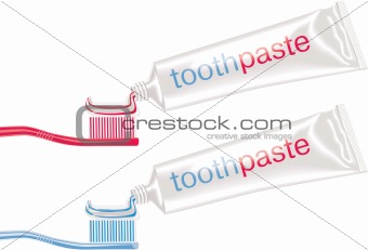 Vector dental brushes with toothpaste