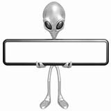Alien With Blank Sign