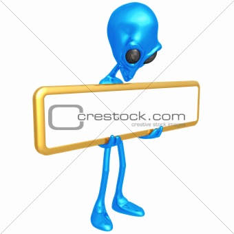 Alien With Blank Sign