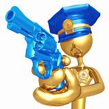 Golden Police Officer With Revolver