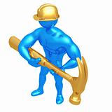Construction Worker With Giant Hammer