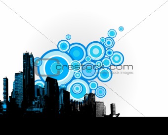 Illustration with city. Vector