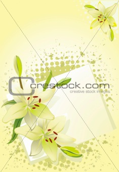 Lily, vector grunge floral background