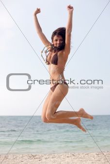 girl jumping of joy