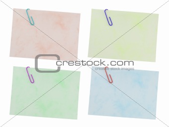 Paper notes on white background, clipping path.