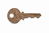 Wooden key, clipping path.