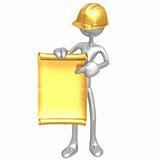 Construction Worker With Blank Scroll