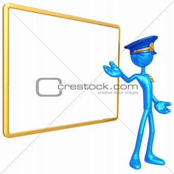 Police Officer With Blank Sign