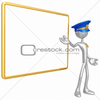 Police Officer With Blank Sign