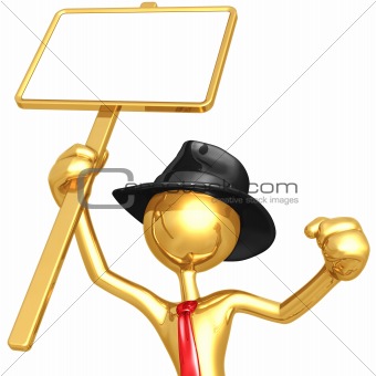 Businessman With Picket Sign